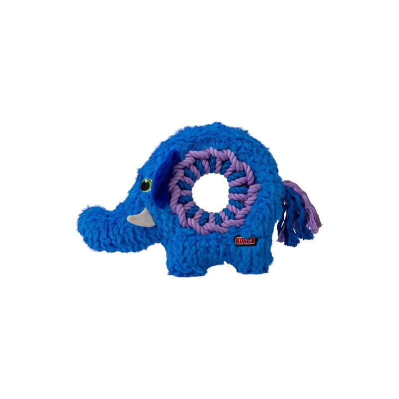 KONG Ringaroos Elefante talla M juguete de cuerda para perros sobre fondo blanco Imagen principal del producto
