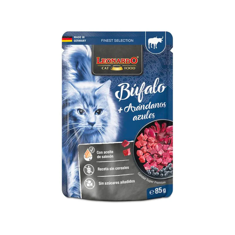 Leonardo Menu Búfalo y arándano Rojo Pouch para gatos