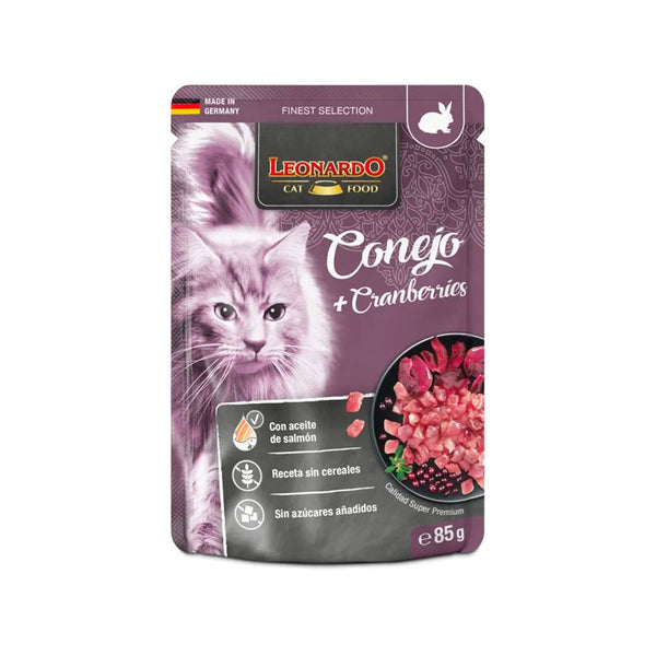 Leonardo Menu Conejo y arándano Rojo Pouch para gatos