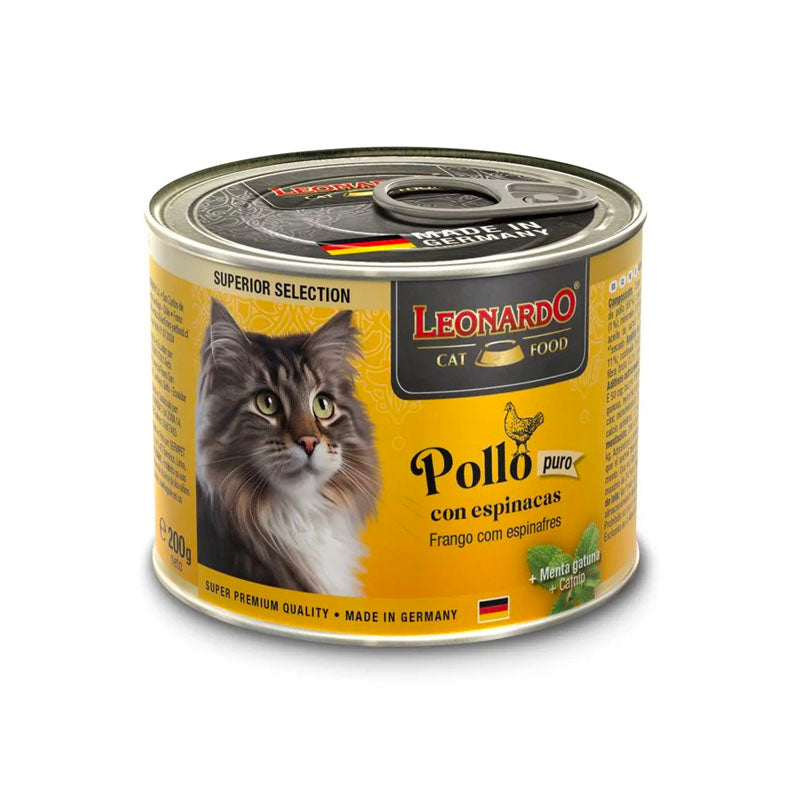 Leonardo Pollo con espinacas lata para gatos Imagen principal del producto