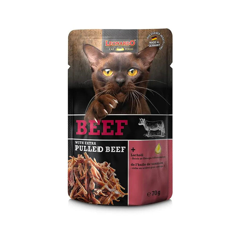 Leonardo Pulled Beef con ternera Pouch para gatos