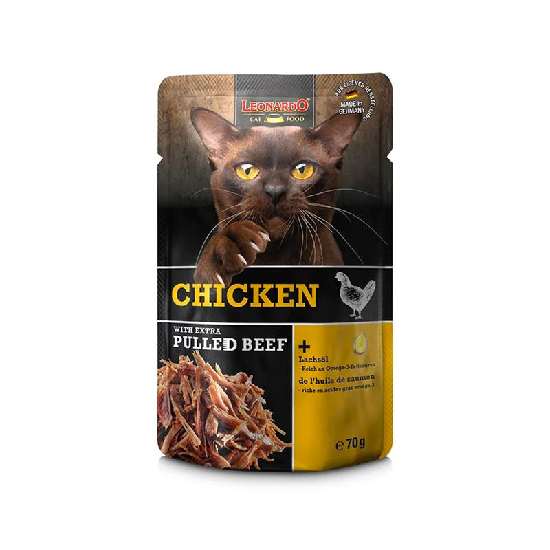 Leonardo Pulled Beef amb pollastre Pouch per a gats Imatge principal del producte