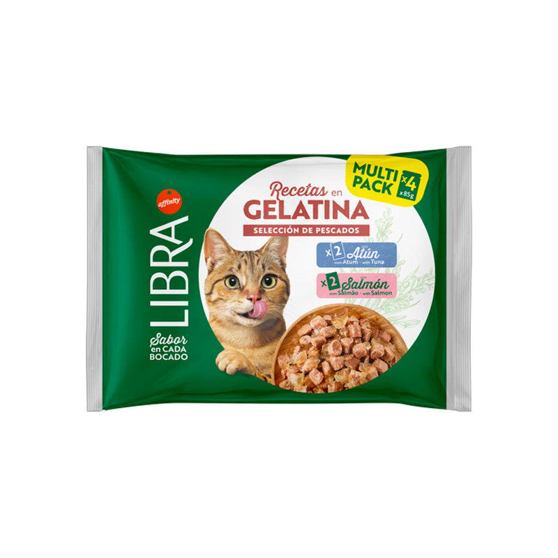 Libra Receptes en Gelatina amb tonyina i salmó per a gats Imatge principal del producte