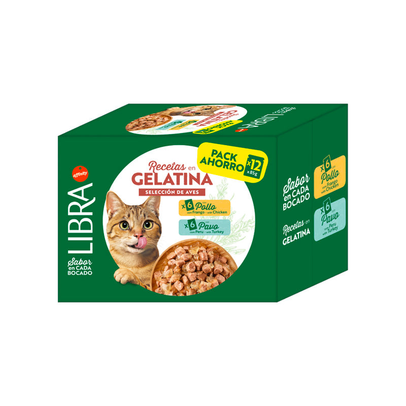 Libra Recetas en Gelatina con pollo y pavo para gatos