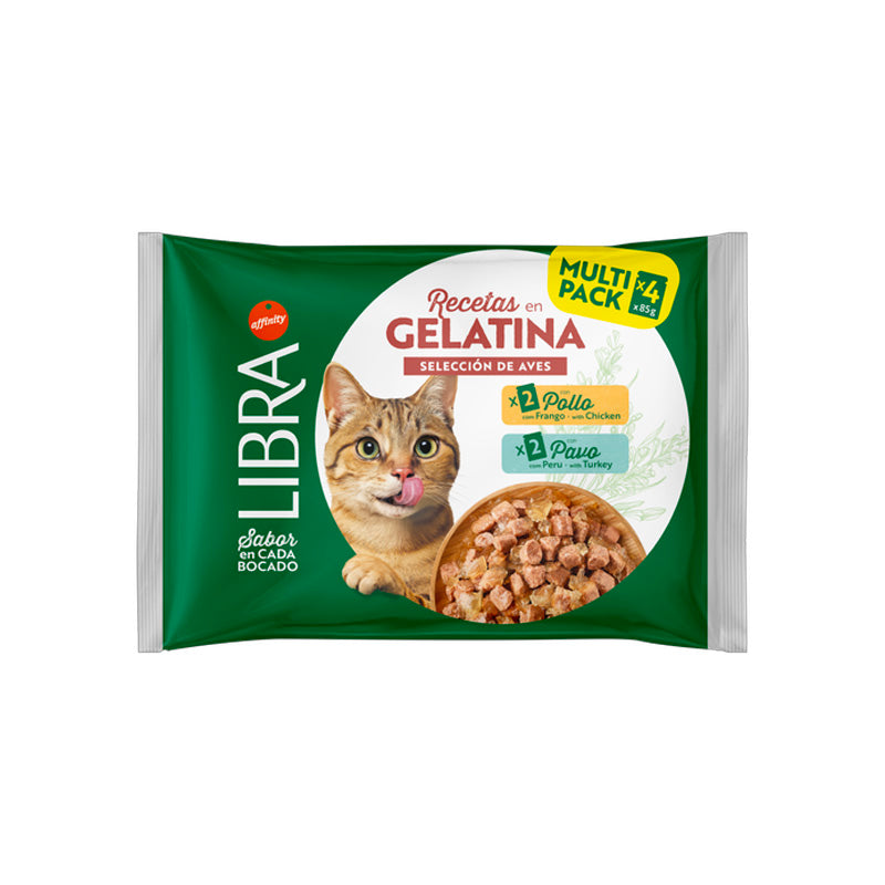 Libra Recetas en Gelatina con pollo y pavo para gatos
