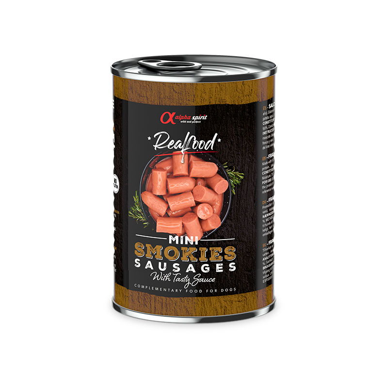 Alpha Spirit Real Food Mini Salchichas Smokies para perros