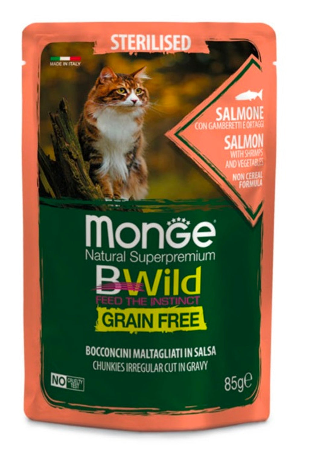 gato salmón, gambas y vegetales esterilizado 85 g Imagen principal del producto