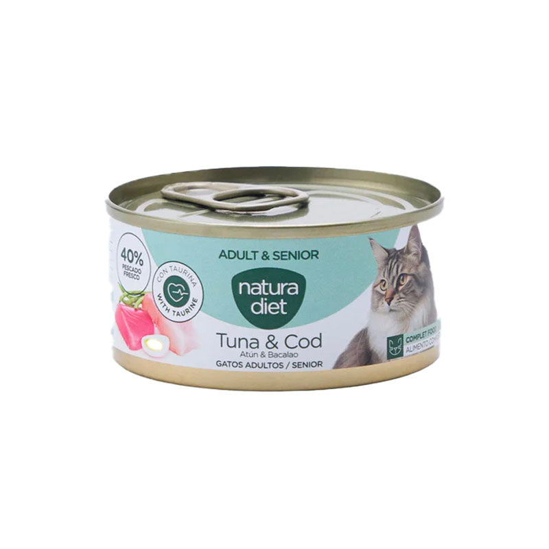 Natura Diet Senior Atún y bacalao lata para gatos Imagen principal del producto