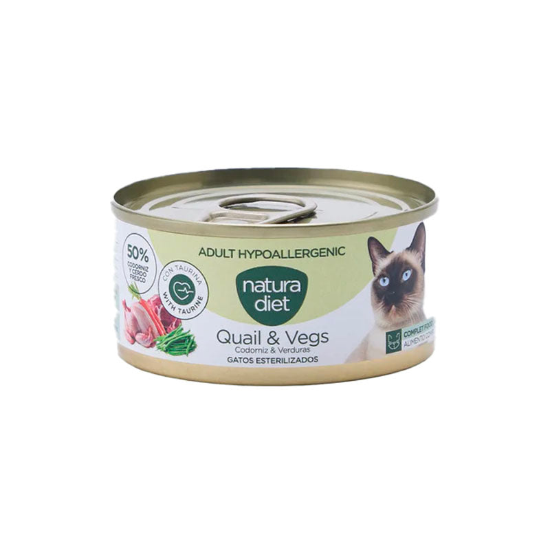 Natura Diet Hypoallergenic Codorniz i verdura llauna per a gats