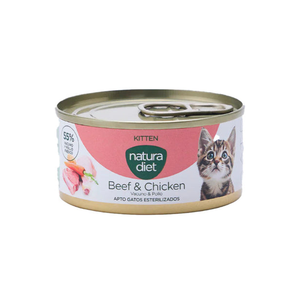 Natura Diet Kitten Vedella i pollastre llauna per a gatets
