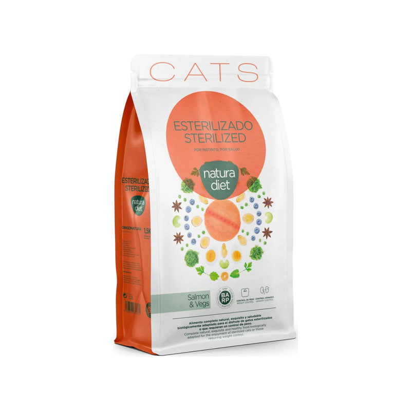 Natura Diet Adult Esterilizado con salmón pienso para gatos Imagen principal del producto