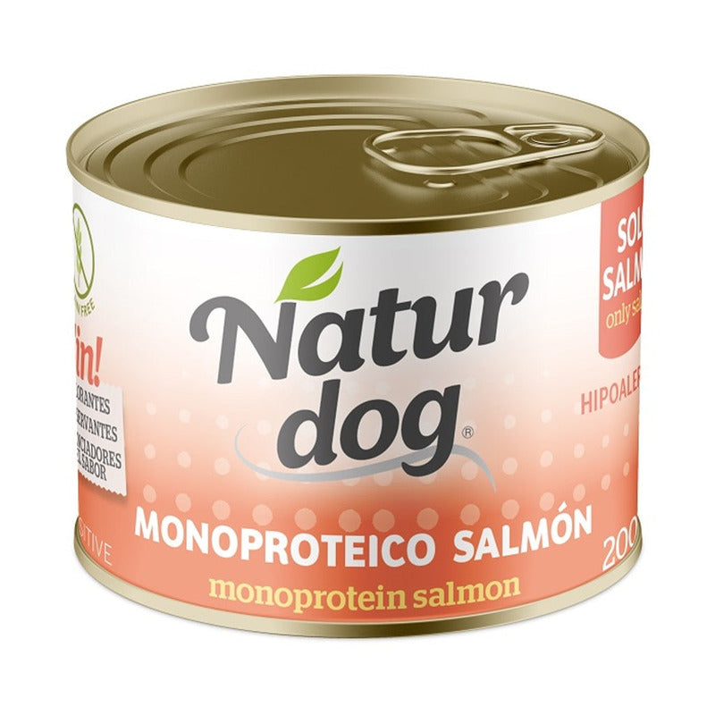 perro lata salmón