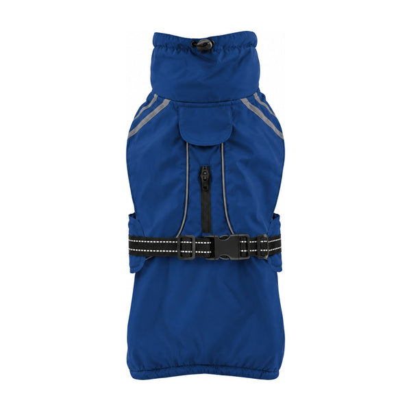 Nayeco Impermeable Active Azul, prenda sola sobre fondo blanco