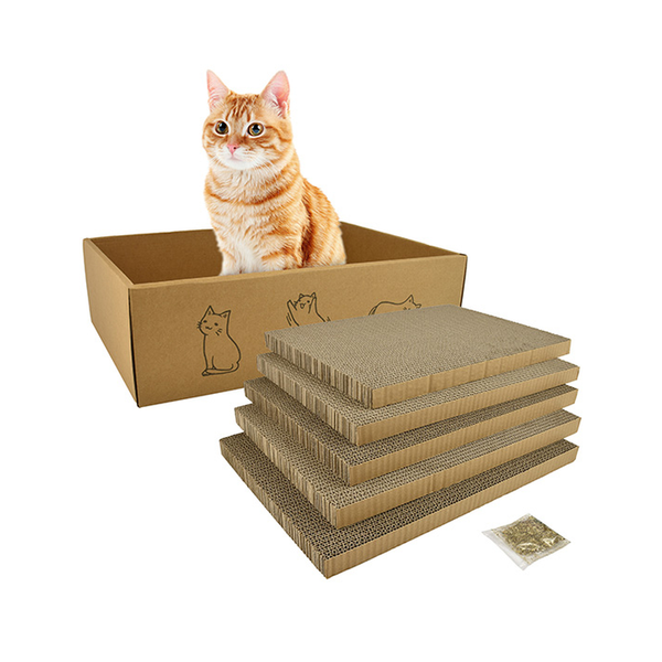 Nayeco Rascador de cartón con cinco recambios y catnip para gatos