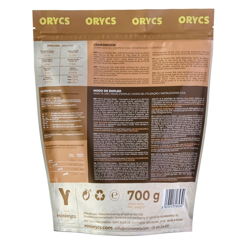 conejo esterilizado light senior 700gr