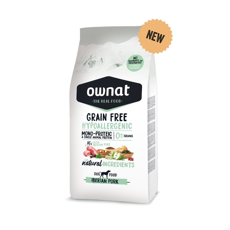 Ownat GF Hypo Iberian Pork pienso para perros - envase frontal