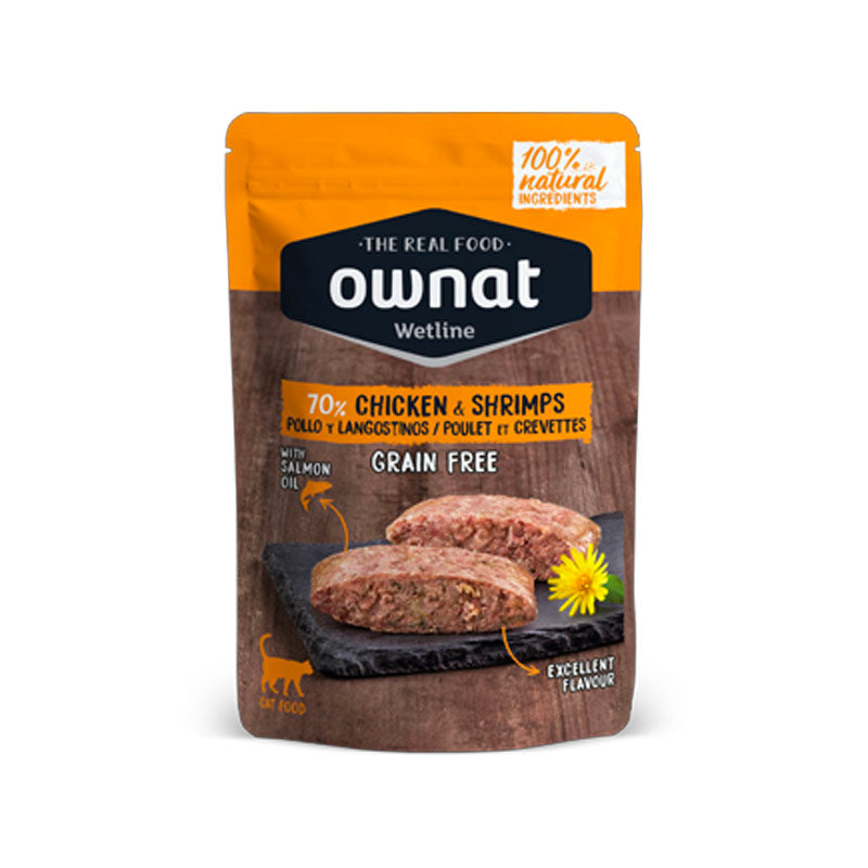 Ownat Wetline con pollo y gambas para gatos