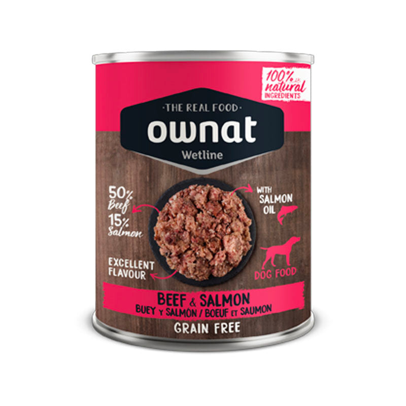 Ownat Wetline con ternera y salmón en lata