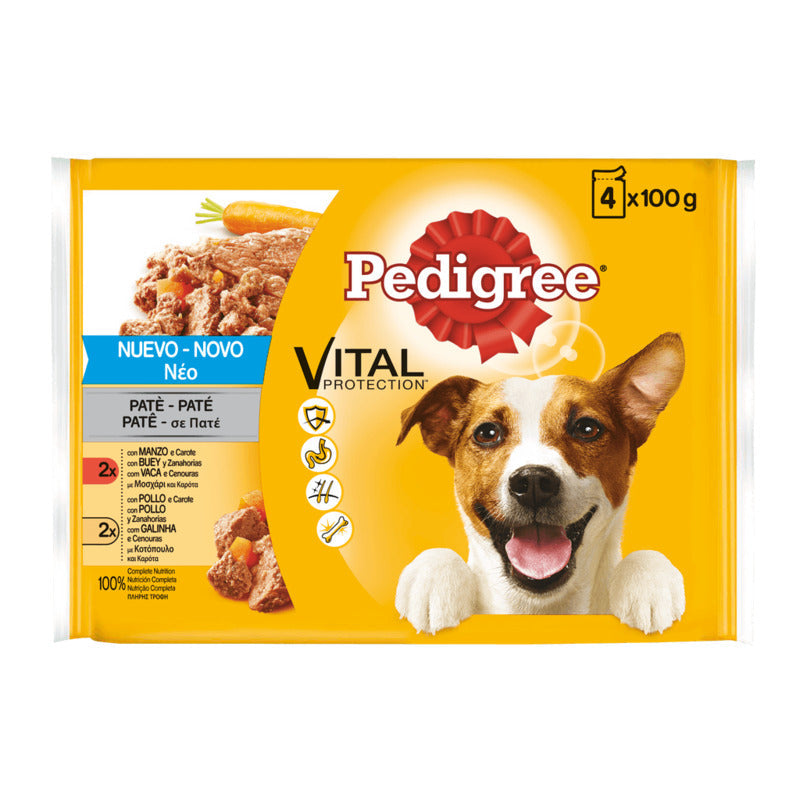 perro ternera y ave sobre 4x100gr Imatge principal del producte