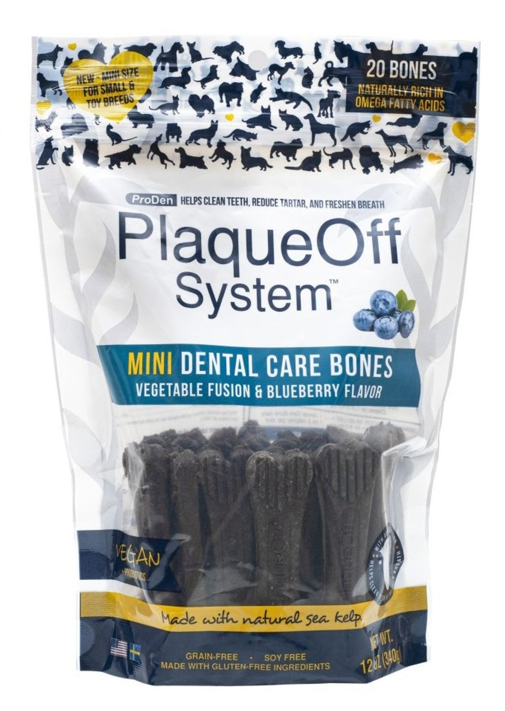Plaque off dental mini bone bluberry 340gr