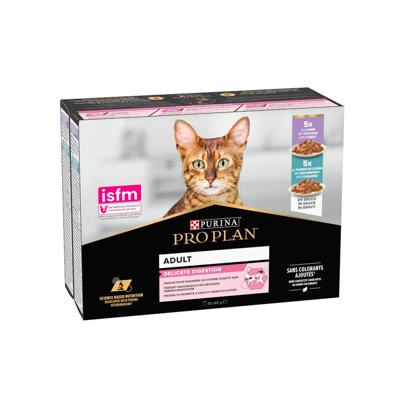 Pro Plan Adult Delicate Digestion amb gall dindi i peix Pouches per a gats