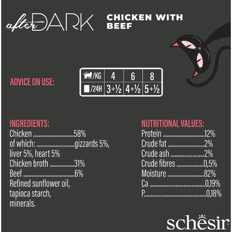 gato After Dark GF filetes pollo y ternera lata 80