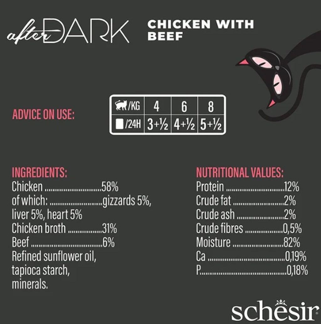gato After Dark GF filetes pollo y ternera lata 80