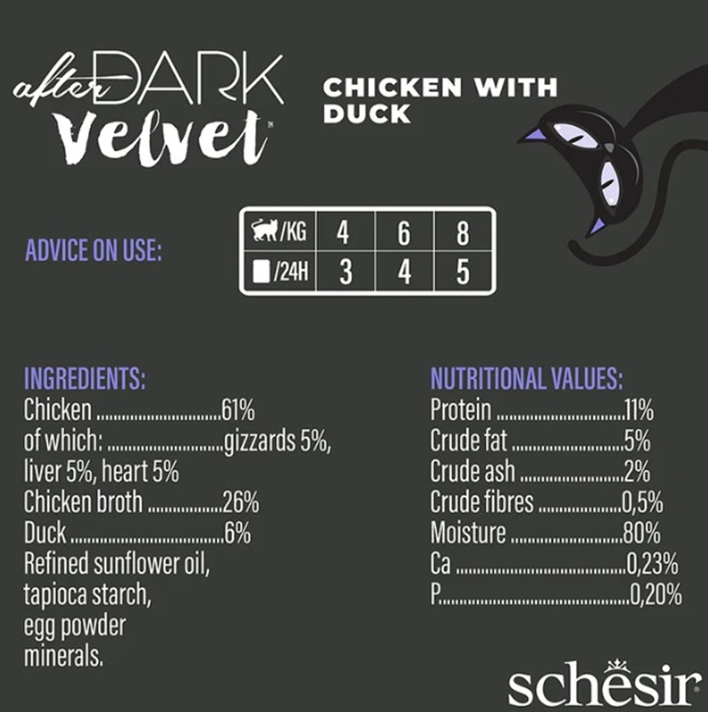 gato After Dark GF Velvet Mousse pollo y pato 80gr