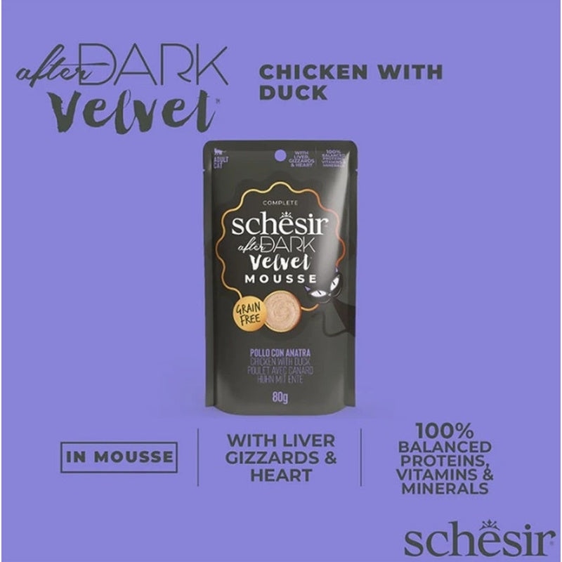 gato After Dark GF Velvet Mousse pollo y pato 80gr