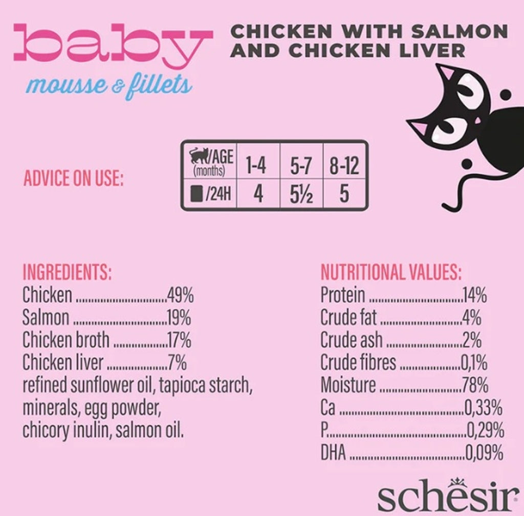 gato baby GF mousse filetes pollo salmón e hígado