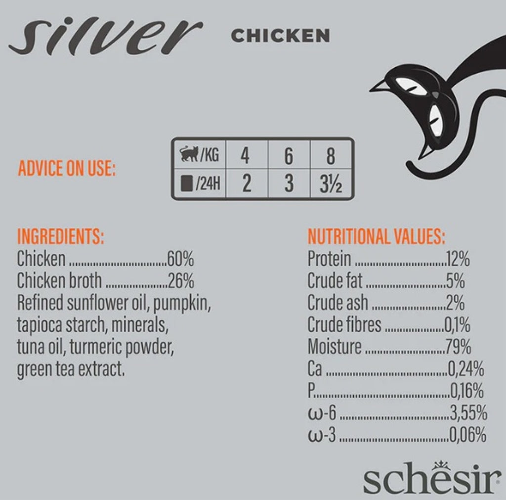 gato senior Silver GF filetes de pollo lata de 70g