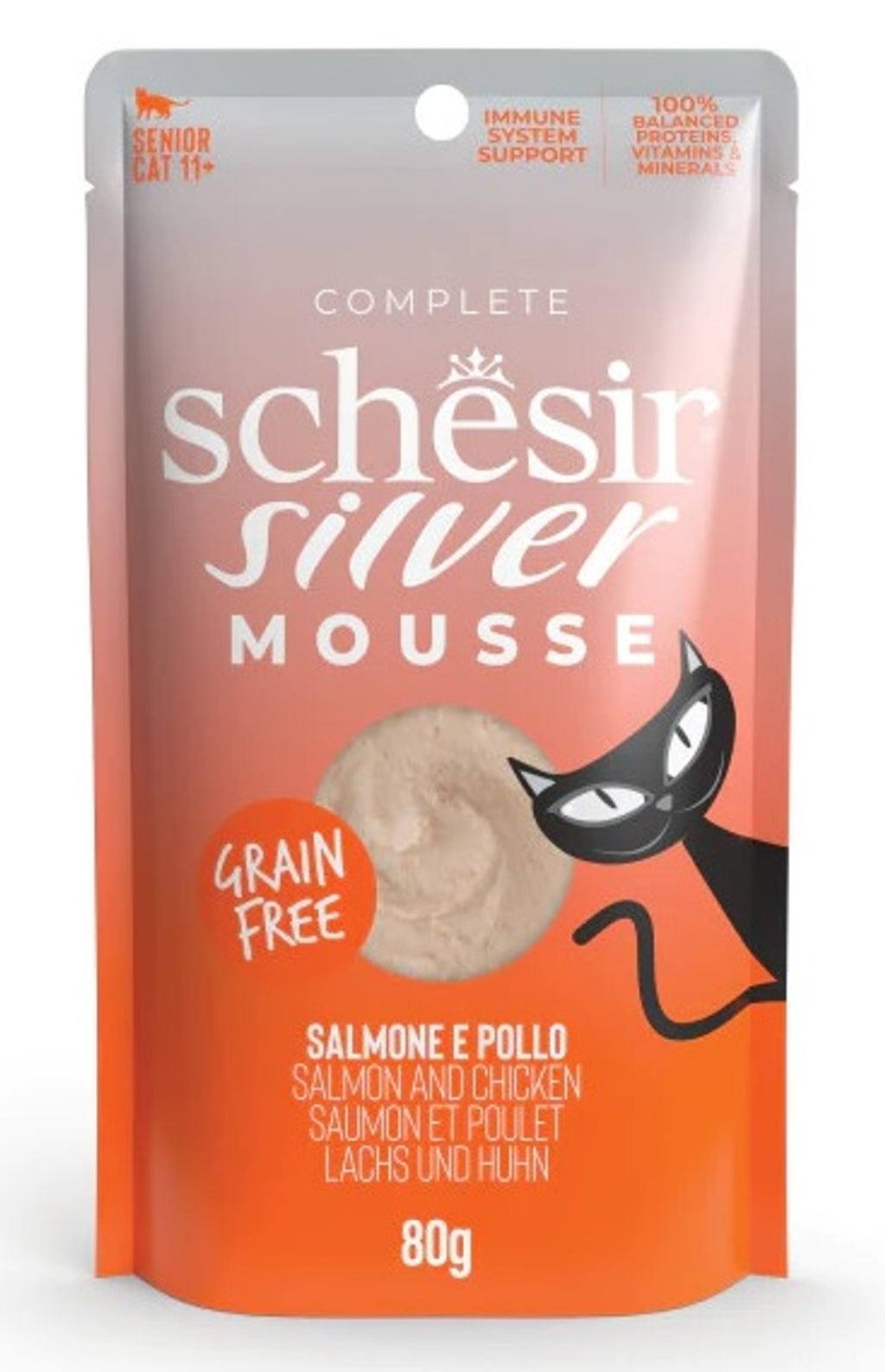 gato senior Silver GF mousse de salmón y pollo sob Imagen principal del producto