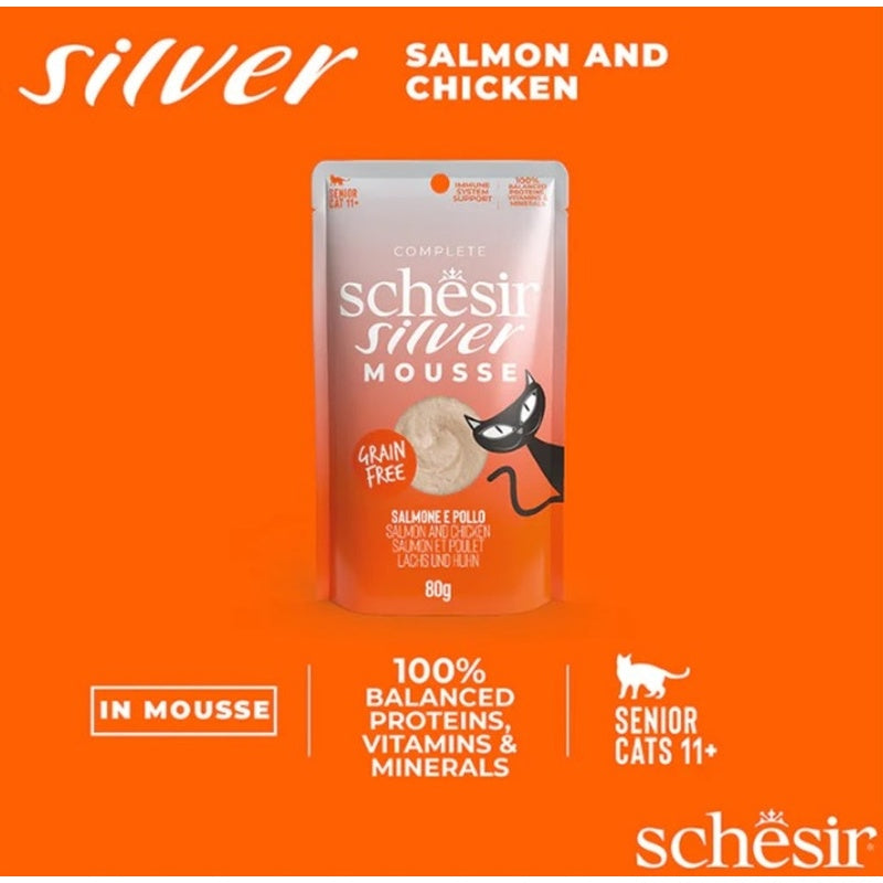 gato senior Silver GF mousse de salmón y pollo sob