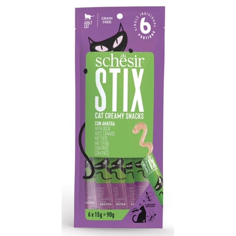 gato stix snacks grain free cremosos de pato 6x15g