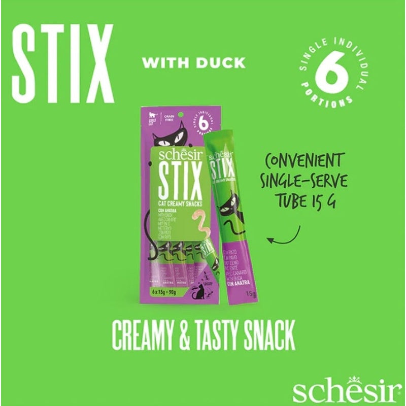 gato stix snacks grain free cremosos de pato 6x15g