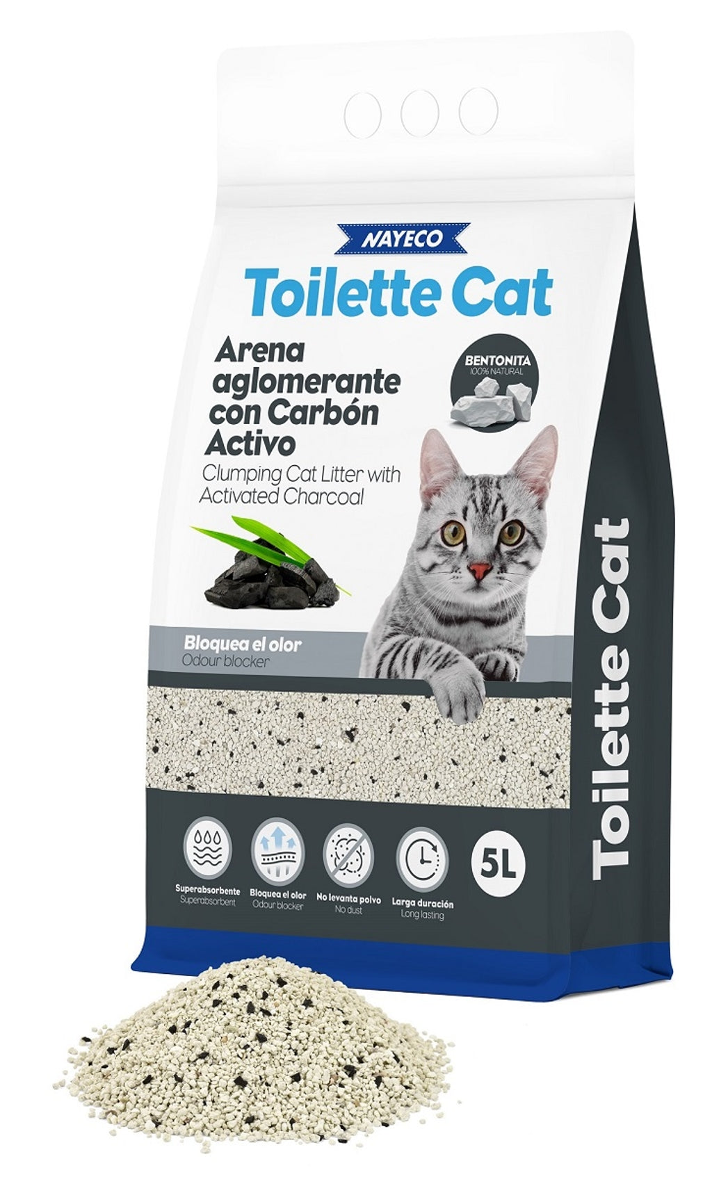 Toilette aglomerante bentonita carbón activo 5lt