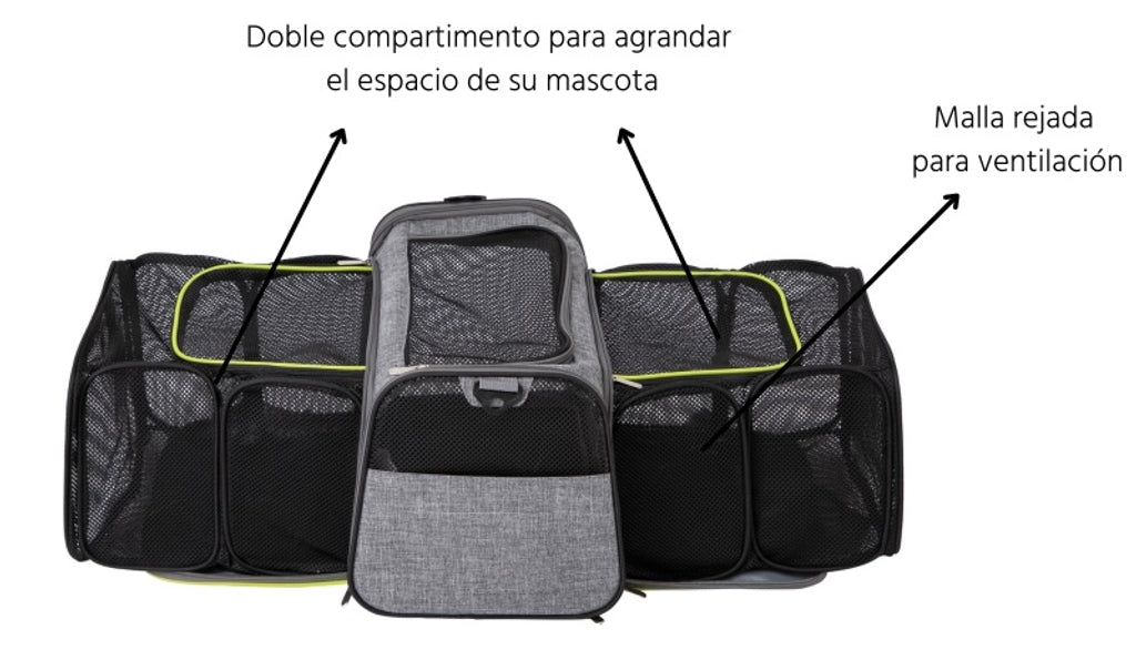 Freedog HK amb dos Compartimentos Gris i verd 49x28x28 cm Imatge secundària del producte