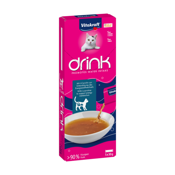 Vitakraft Vita Drink salmón con L-carnitina, caja de 5 sobres de 30 g
