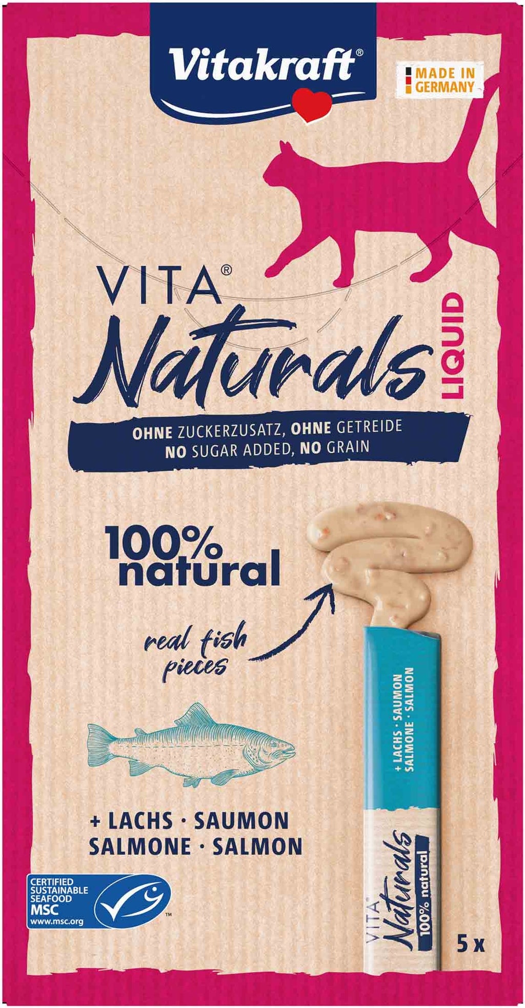 Natural gato snack líquido de salmón 5ud