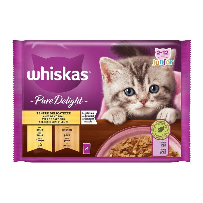 Whiskas Pure Delight Junior Selección de aves 4x85 g Imagen principal del producto