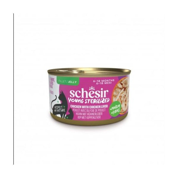 Schesir Young Sterilized Pollo e Hígado de Pollo en Gelatina 85 g
