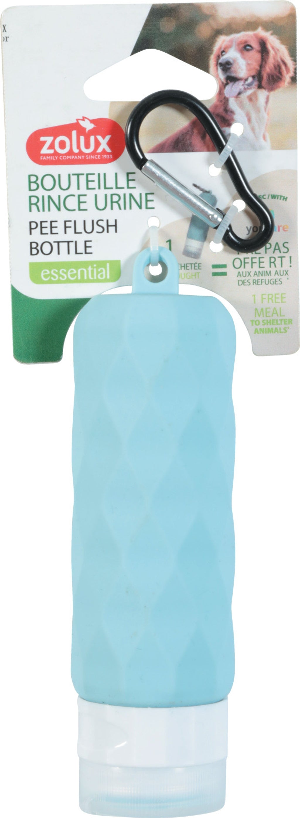 botella limpiar orina celeste