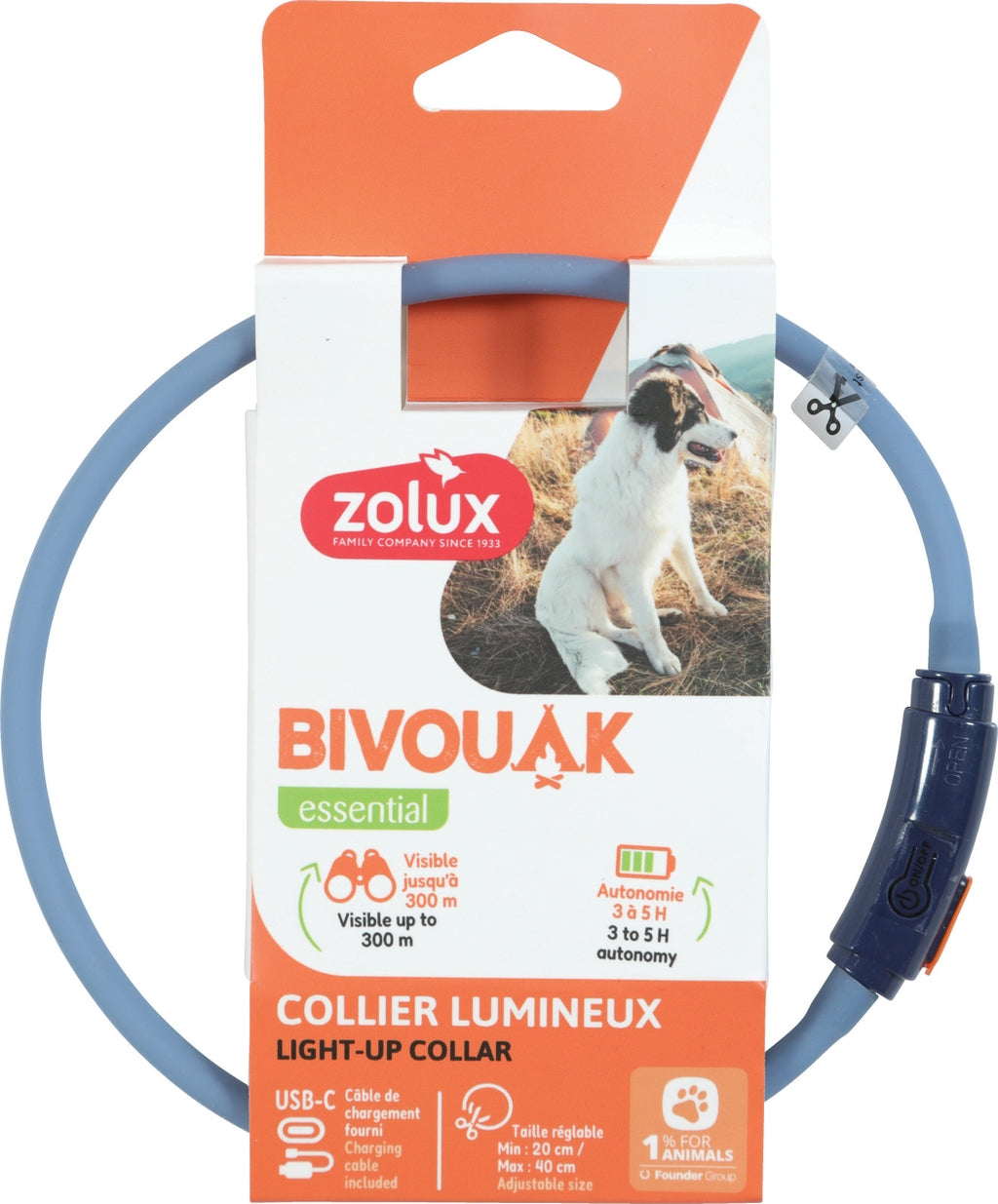 collar luminós cadell blau
